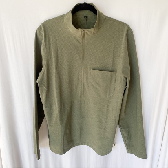 LULULEMON MENS WOVEN AIR HALF ZIP PULLOVER GREEN-Size M - Picture 1 of 6